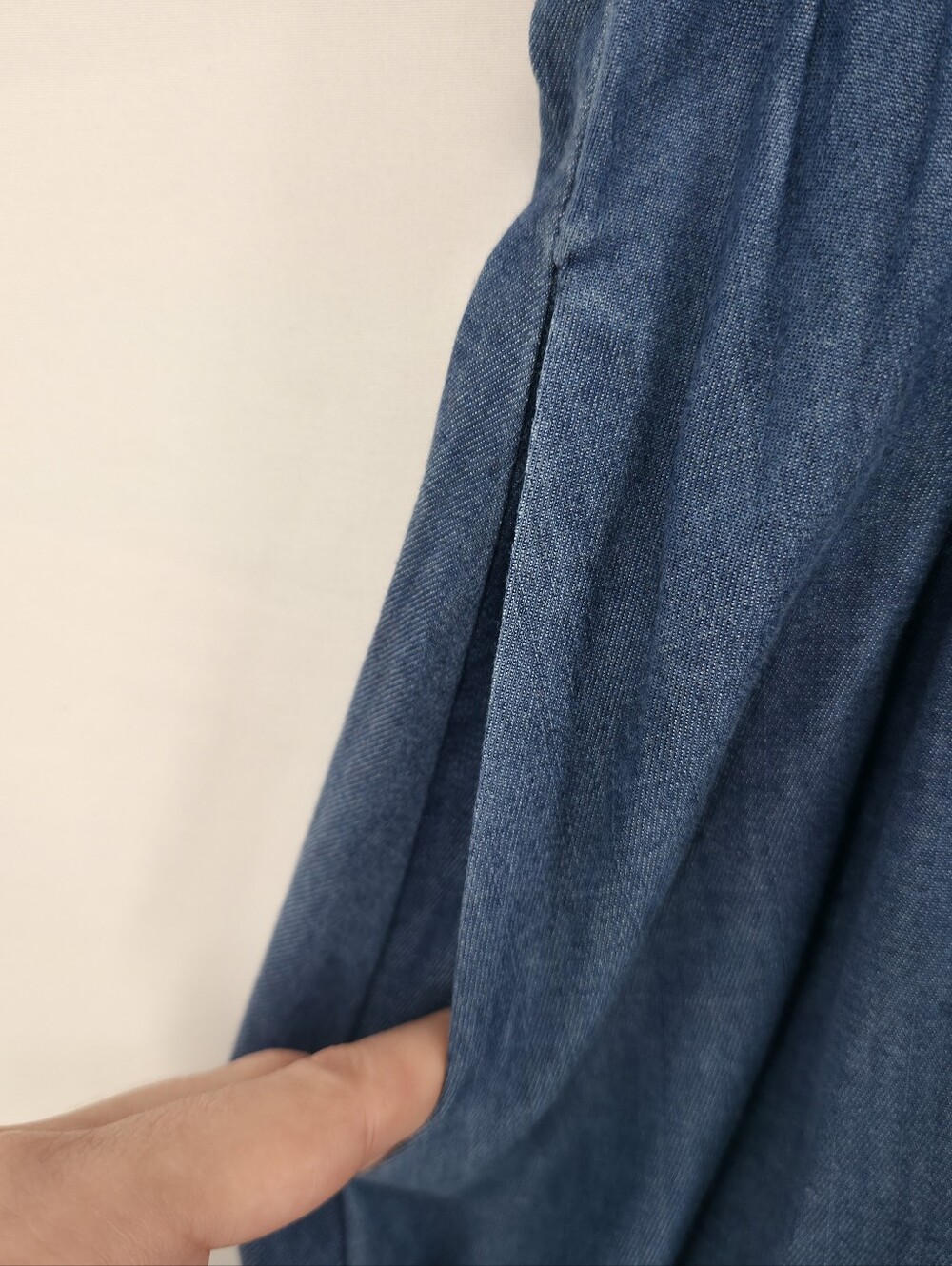 Simplee Blue Lyocell Blend Mini Dress M Tiered Pockets Boho Prairie - Picture 5 of 15